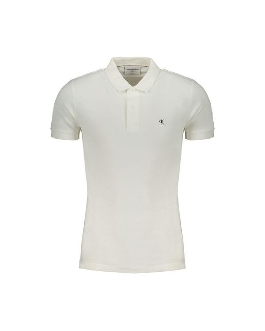 Calvin Klein White Cotton Polo Shirt for men