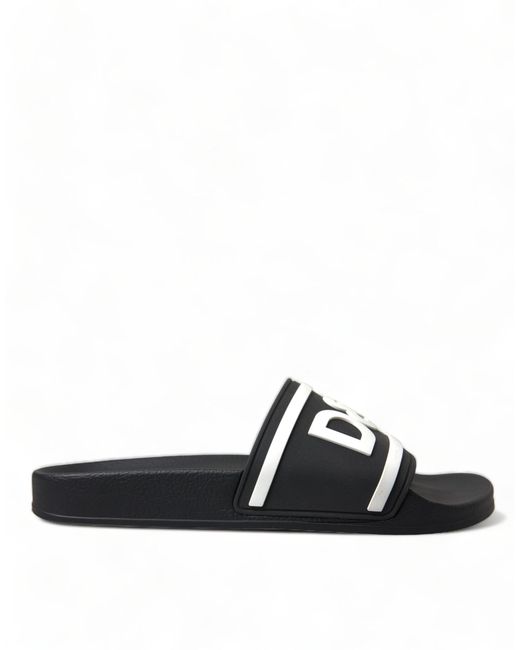 Dolce & Gabbana Black Rubber Sandals Slippers Beachwearshoes for men
