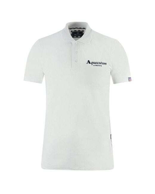 Aquascutum White Cotton Polo Shirt for men