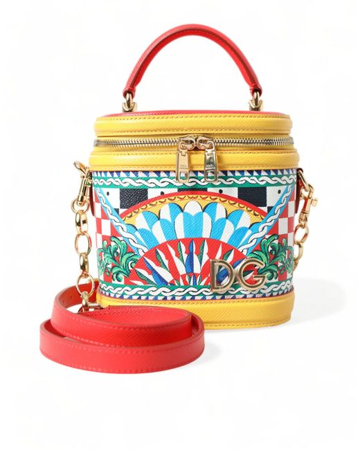 Dolce & Gabbana Multicolor Leather Sicilian Carretto Dg Girls Bucket Bag