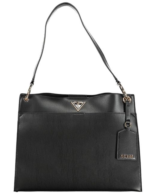 Guess Black Chic Snap-Closure Shoulder Bag With Contrasting Details