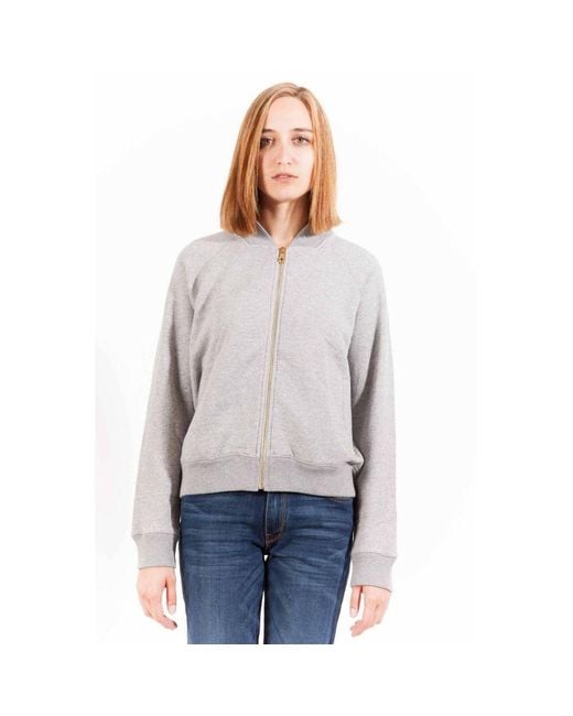 Gant Gray Chic Zippered Cotton Sweatshirt With Logo