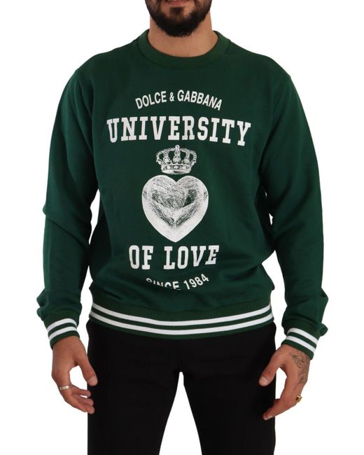 Dolce & Gabbana Green Dolce Gabbana University Of Love Pullover Sweater for men