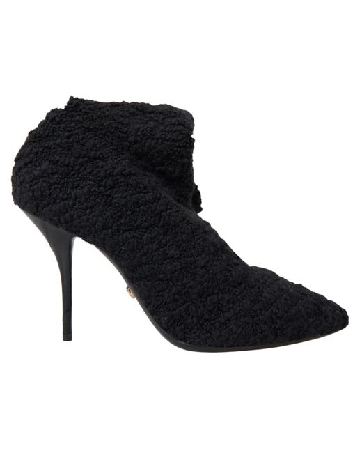 Dolce & Gabbana Black Elegant Virgin Wool Mid Calf Boots