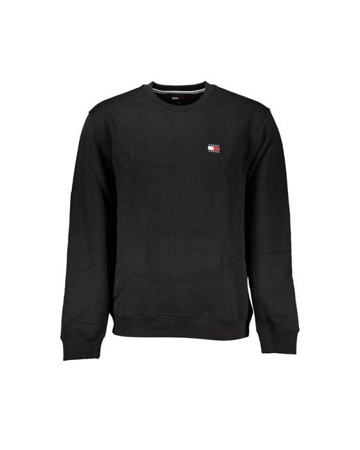 Tommy Hilfiger Black Sleek Cotton Crew Neck Sweatshirt for men