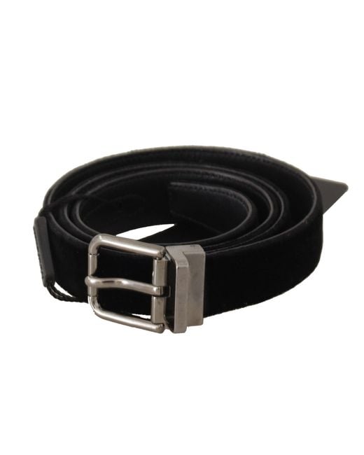 Dolce & Gabbana Black Cotton Silver Tone Metal Buckle Belt for men