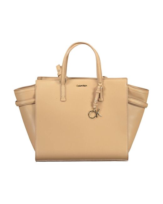 Calvin Klein Natural Beige Polyester Handbag