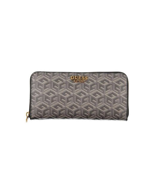 Guess Gray Elegant Polyethylene Wallet With Multiple Compartments
