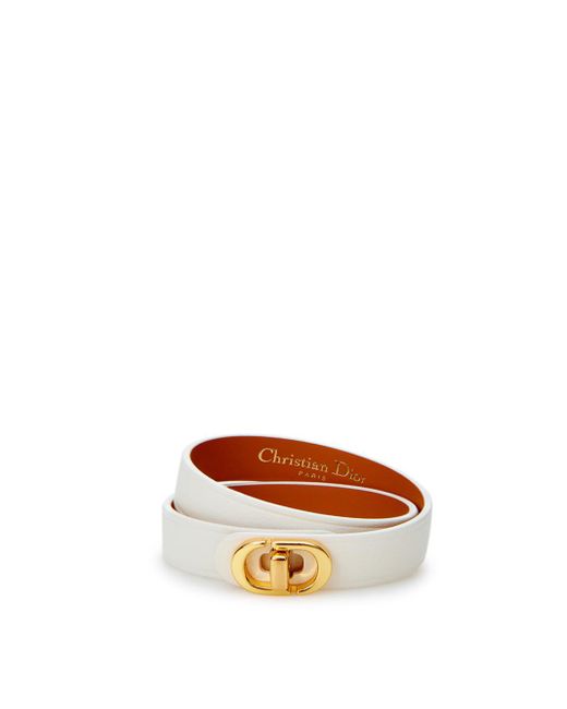 Dior Multicolor White Leather Double Band Cd Bracelet