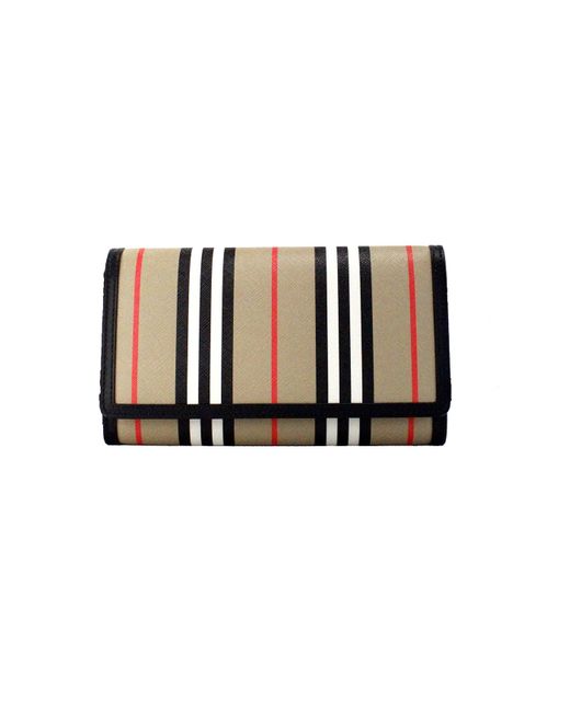 Burberry Multicolor Hannah Icon Stripe Archive E-Canvas Leather Wallet Crossbody Bag