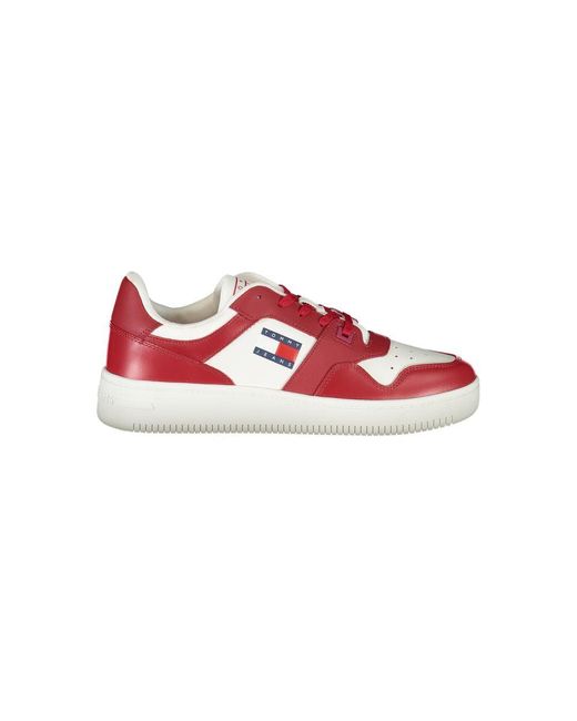 Tommy Hilfiger Red Chic Contrast Lace-Up Sneakers for men