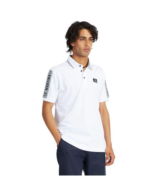 La Martina White Cotton Polo Shirt for men