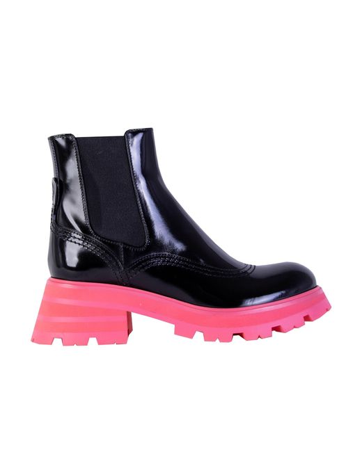 Topshop + ALONZO Black and Red Chunky Leather Boots