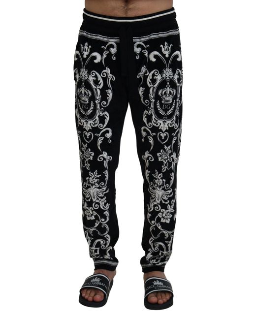 Dolce Gabbana Black Cotton Heritage Sweatpants Jogging Pants for