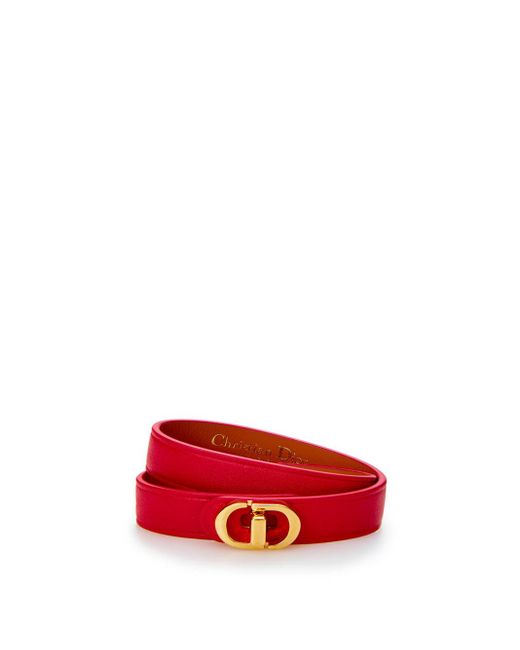 Dior Red Leather Double Band Cd Bracelet