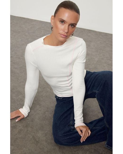 Trendyol White Flexible Strickbluse – Rundhalsausschnitt, Kinderbett-Nähte, Figurbetont Für Damen