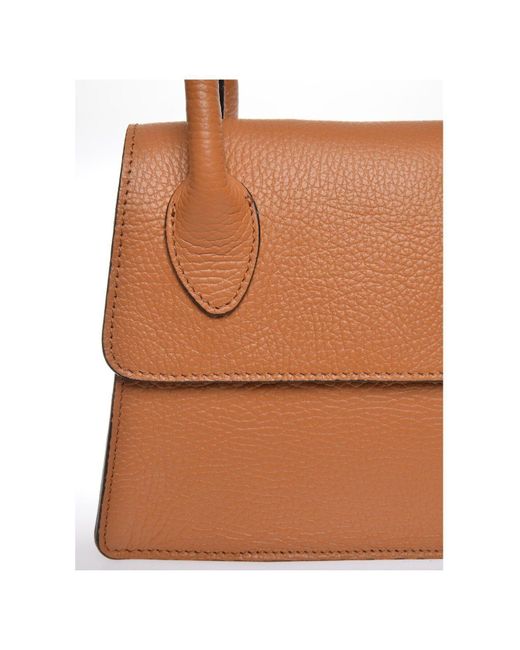 Carla Ferreri Brown Handtasche 100 Rindsleder Vordere Klappe Über Magnetverschluss Innentasche Abmessungen: 17X19,5X8 Cm Für Damen