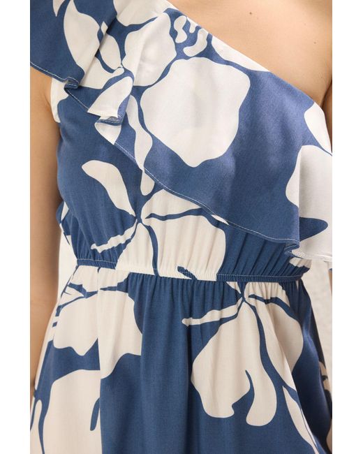 Trendyol Blue Indigoblaues, Einfarbiges, Gewebtes Midikleid Mit Blumenmuster Für Damen