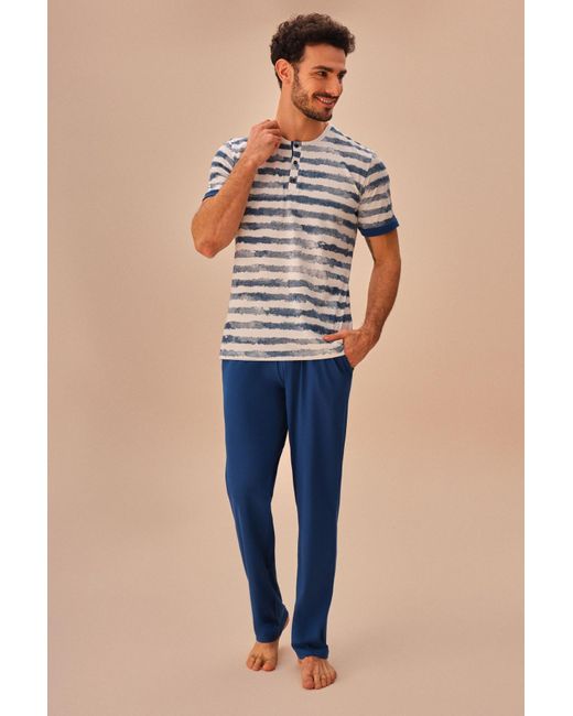 SUWEN Stew pyjama-set in Blue für Herren