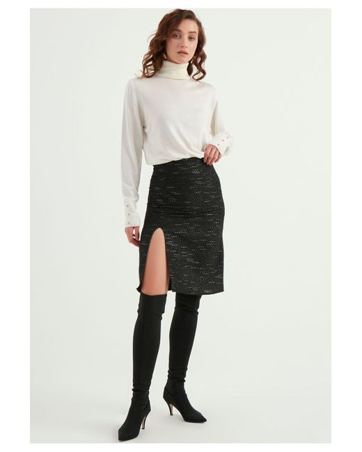 TBN Black Rock Mit Hohem Taillenschlitz Und Detailliertem Detail Für Damen