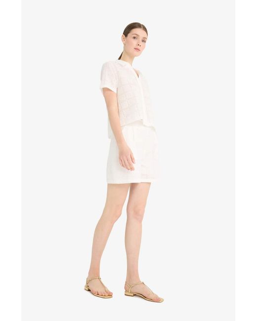 Defacto White Regular Fit Gerade Bein Brode Shorts Für Damen