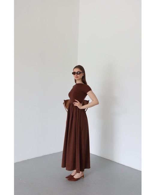 Laluvia Brown Braunes Cenva-Plisseekleid 202069 Für Damen