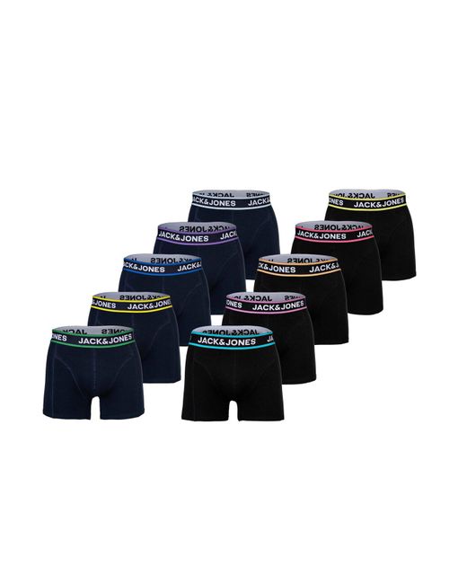 Jack & Jones Jack&Jones Boxershorts, 10Er Pack Jaclimes Solid Trunks 10 Pack, Baumwoll-Stretch, Logo Für Herren in Blue für Herren