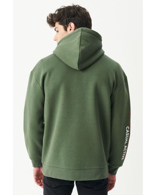Lee Jeans Loose Fit Relaxed Fit Kapuzen-Raster--Sweatshirt Für Herren in Green für Herren