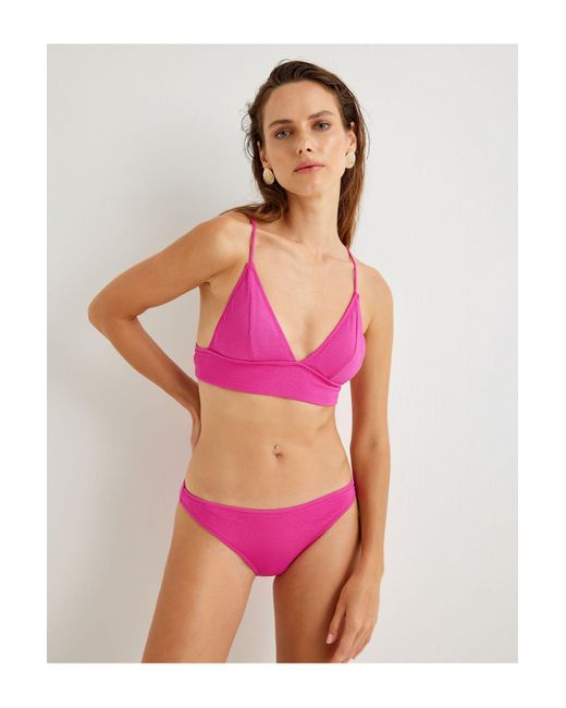 Koton Pink Strukturiertes triangel-bikinioberteil – überkreuzte träger