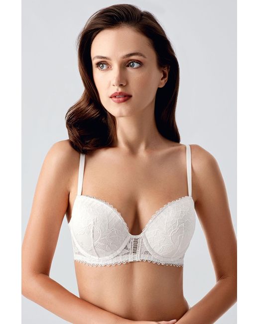 C&City White Push-Up-Bh Mit Spitzendetail C18365 Für Damen