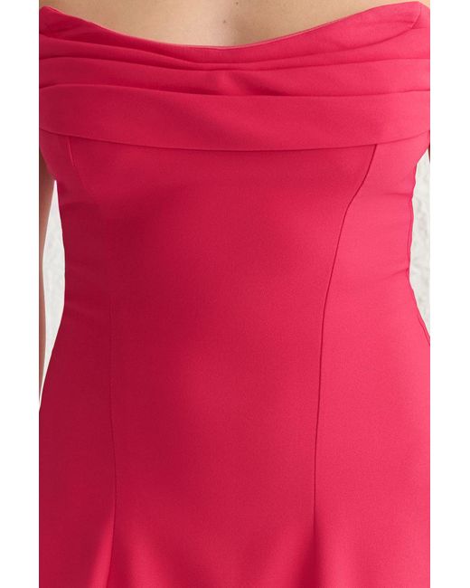 Trendyol Red Fuchsiafarbenes, Trägerloses, Gewebtes, Kurzes, Schickes Kleid Mit A-Ausschnitt Für Damen