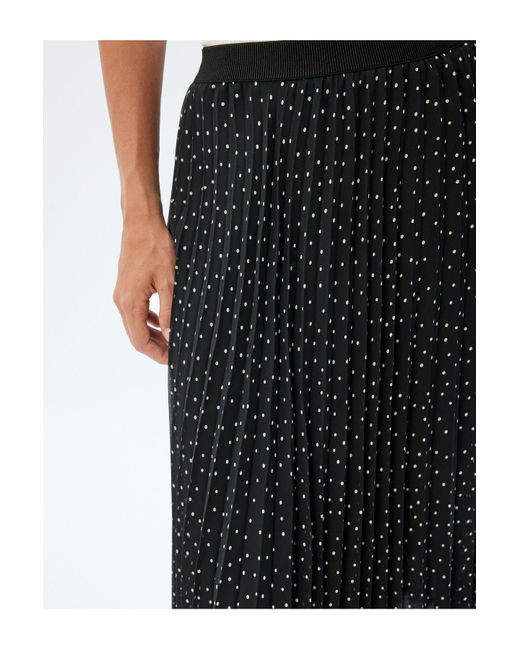 Koton Black Mit Hoher Taille Gefütterter, Gepunkteter, Plissierter Chiffonrock