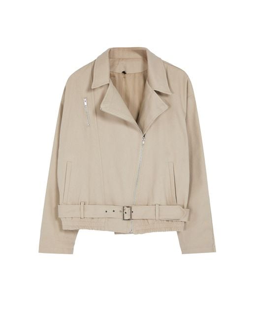 Trendyol White Gabardine Biker Slim Jacke – Übergröße, Mantel Mit Gürtel Für Damen