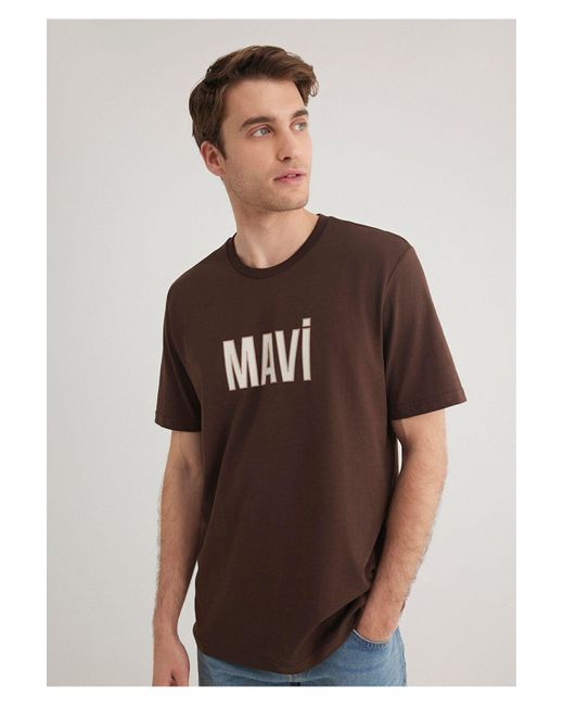 Mavi Braunes T-Shirt Mit Logo-Print, Reguläre Passform -88067 Für Herren in Brown für Herren
