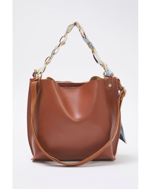Trendyol Brown Taba Chain Foulard Detaillierte Umhängetasche Mit Kreuzriemen Für Damen