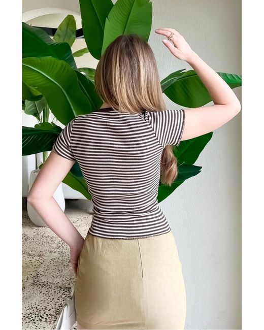 Bianco Lucci Green Modell Gestreifte Camisole-Bluse Für Damen