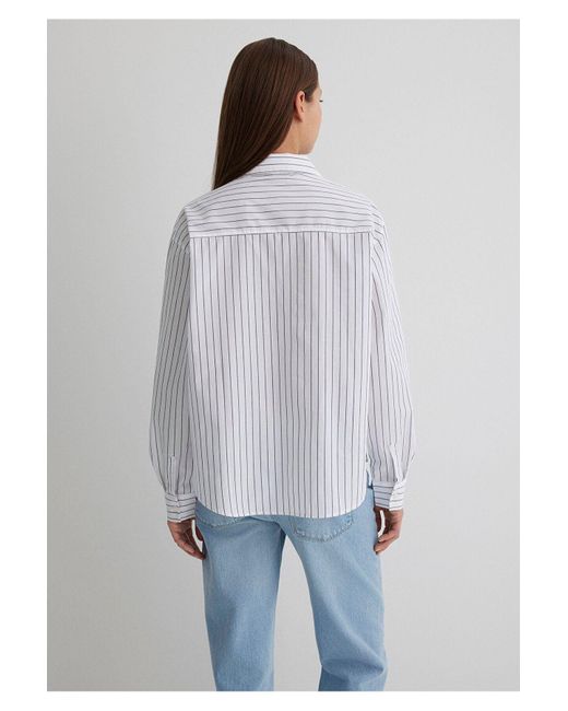 Mavi Gray Anthrazit Gestreiftes Weißes Hemd -86678 Für Damen