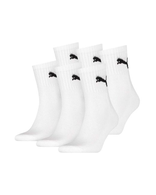 PUMA White Unisex sportsocken, 6 paar short crew socks, tennissocken, einfarbig - 35-38