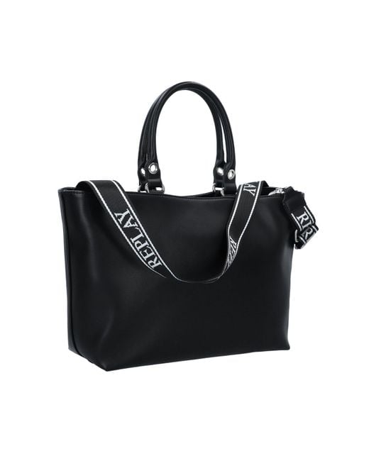 Replay Black Shopper Tasche 45 Cm Für Damen