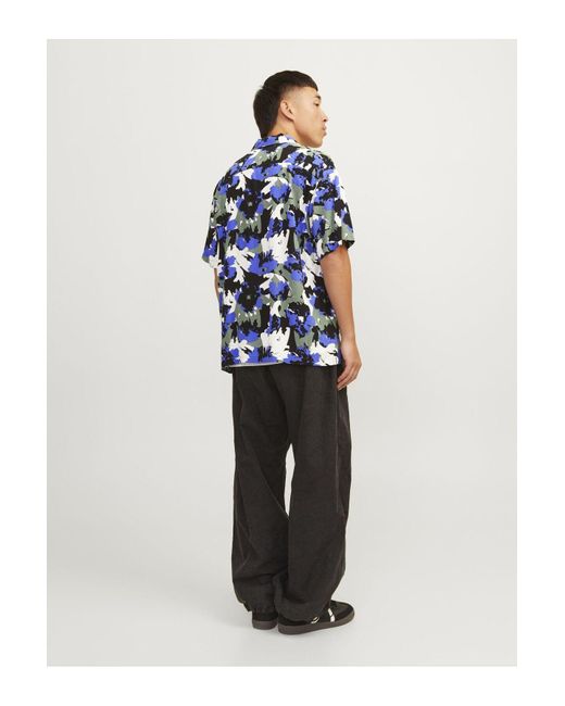 Jack & Jones Hawaii-hemd relaxed fit resort shirt in Blue für Herren