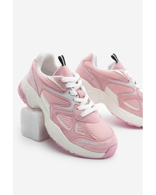 Marjin Pink Sneaker Dicke Sohle Schnürung Mesh Detaillierte Turnschuhe Sargen Für Damen