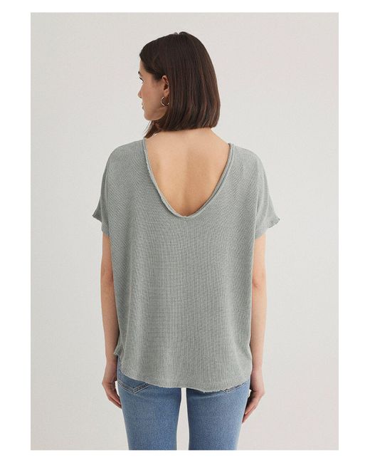 Mavi Gray Strukturiertes Graues Basic-T-Shirt Mit Lockerer Passform Lockerer, Entspannter Passform -81325 Für Damen
