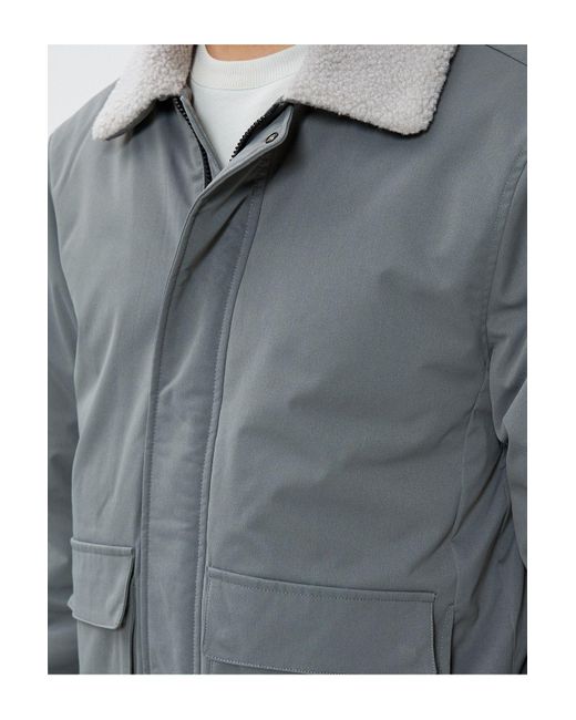 Koton Jacke mit plüschkragen und reißverschlusstasche in Gray für Herren