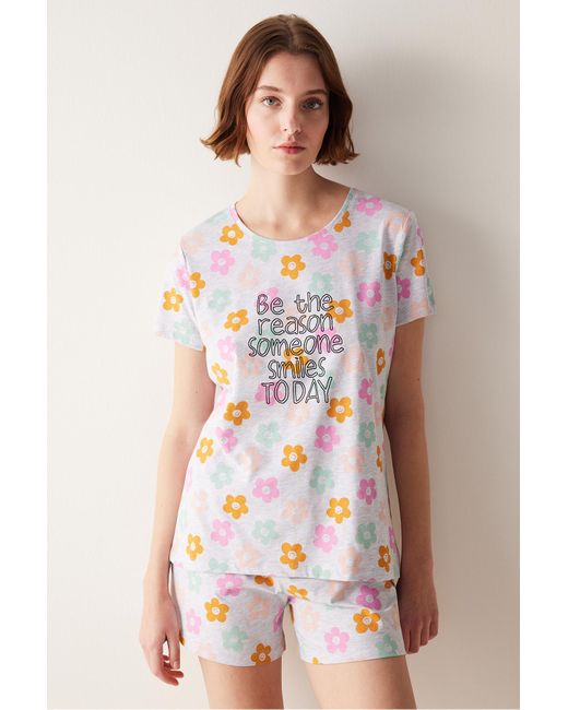 Penti Multicolor Smile, graues pyjama-set mit shorts
