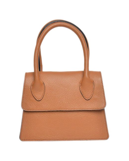 Carla Ferreri Brown Handtasche 100 Rindsleder Vordere Klappe Über Magnetverschluss Innentasche Abmessungen: 17X19,5X8 Cm Für Damen