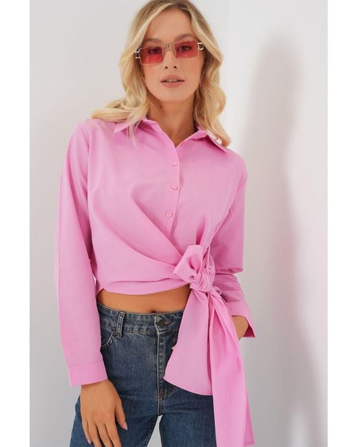 Bigdart Pink Langarmhemd Zum Binden 20325 – Rosa Für Damen