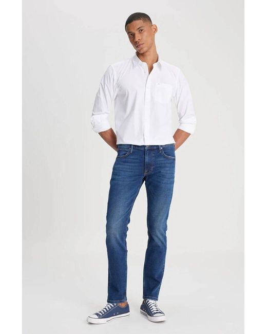 Lee Jeans Slim Fit Slim Fit Jeanshose Mit Normaler Taille, Schmalem Bein, Luke, Blaue Baumwolle, Dehnbar Für Herren in Blue für Herren
