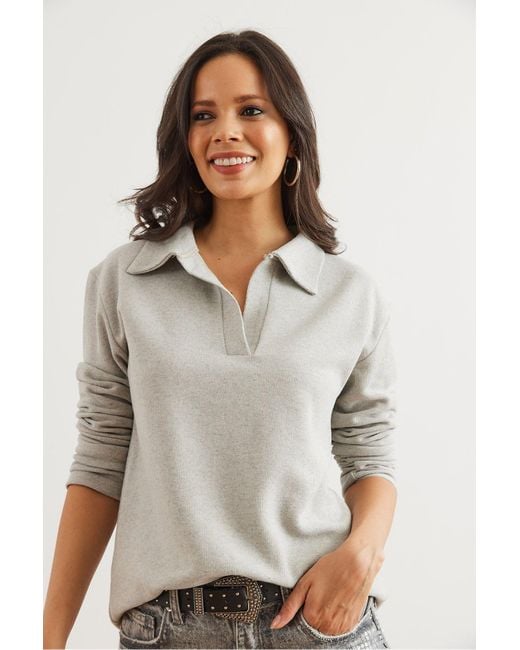 Olalook Gray Graue Thessaloniki-Bluse Mit Polokragen Blz- 19002810 Für Damen