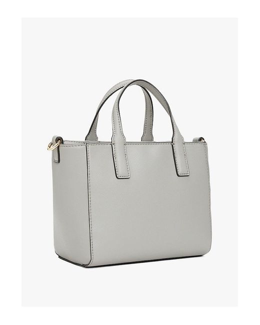 Tommy Hilfiger Gray Graue Leder-Umhängetasche – Dicker Riemen Und Logo-Detail -Pry Für Damen