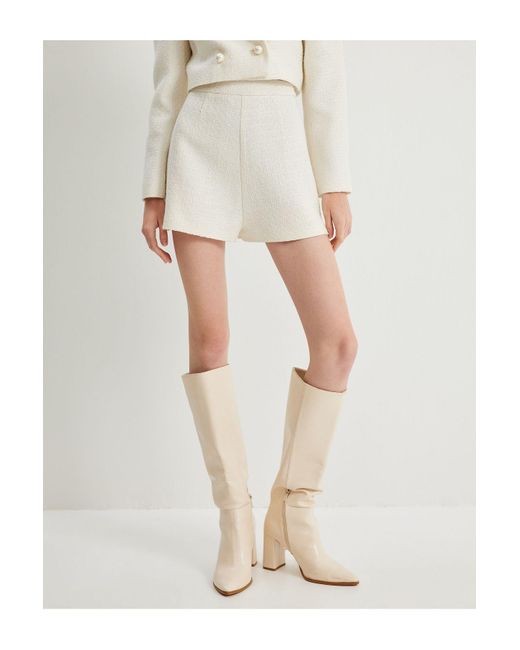 Koton White Mini-Tweed-Shorts Mit Standard-Taille Für Damen